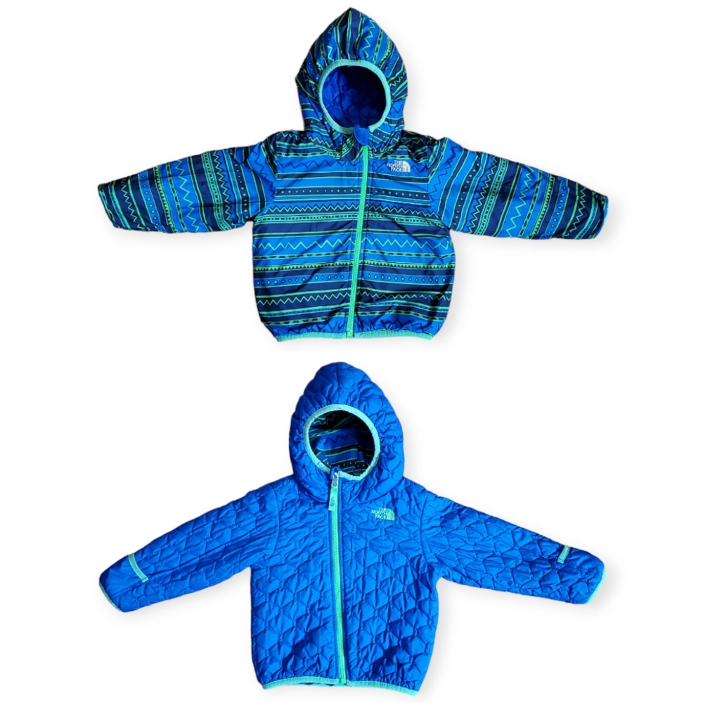 THE NORTH FACE Baby 18 M JACKET Reversible Boys Girls Blue Green Puffer Winter
